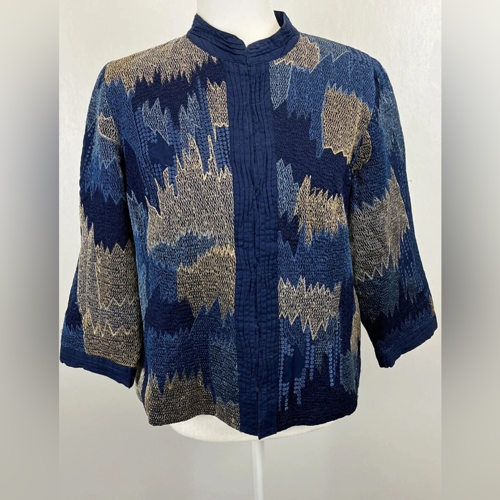 NWT Chicos Beauty Labelle Jacket Sz2 US Womens Large Embroidered Mandarin Collar